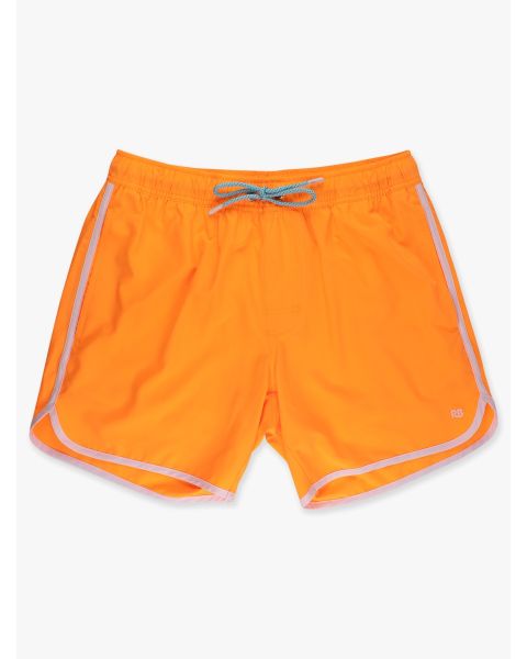 Neon Orange Men's Performance Dolphin Hem Swim Trunks
