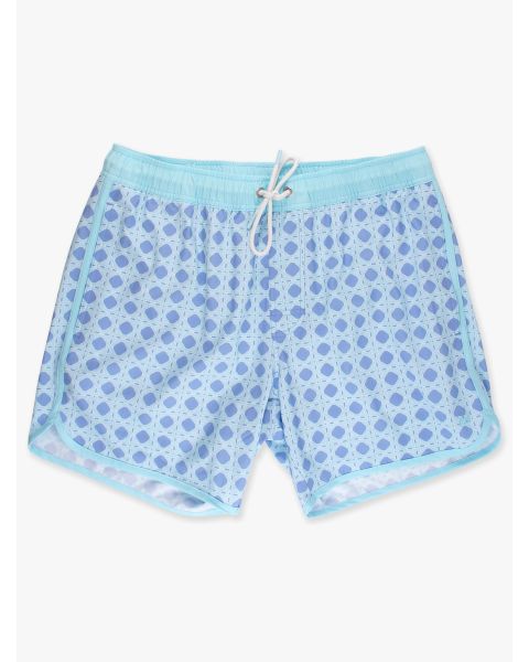 Periwinkle Blue Coastal Cane Men's Performance Dolphin Hem Swim Trunks