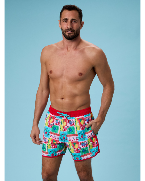 Picnic Party Men's Performance Hybrid Dolphin Hem Swim Trunks