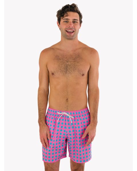 Neon Sorbet Cane Men's Performance Hybrid Swim Trunks