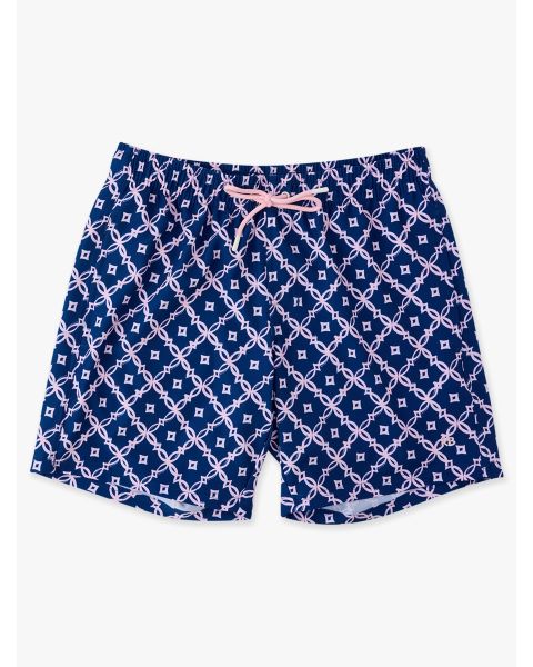 Navy Coastal Charm Men's Performance Hybrid Swim Trunks