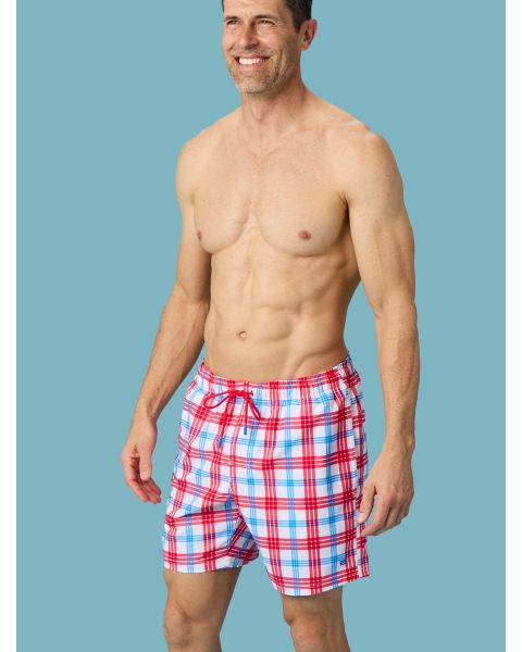 Lincoln Plaid Men's Performance Hybrid Swim Trunks