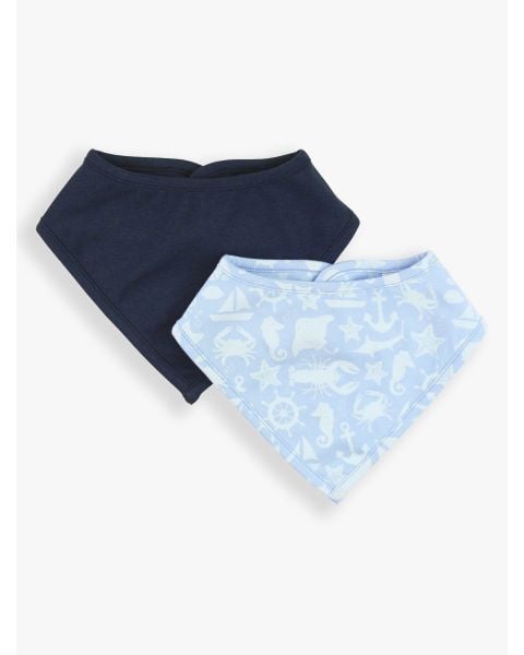 Dark Navy and Coastal Treasures Knit 2-Pack Bandana Bibs