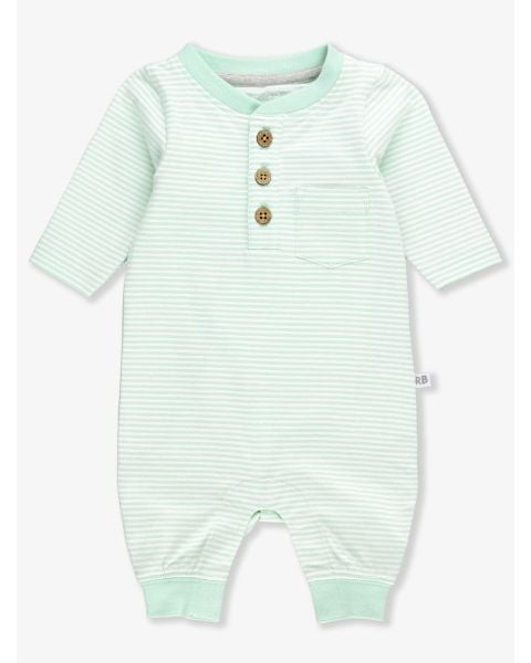 Tiny Mint Stripe Knit Henley Pocket Romper