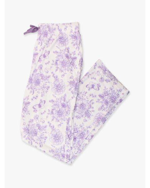 Wisteria Purple Butterfly Garden Toile Adult Pajama Pants, Bamboo Viscose