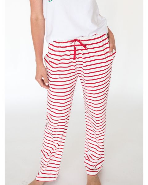 Red & White Stripe Adult Pajama Pants, Modal Blend