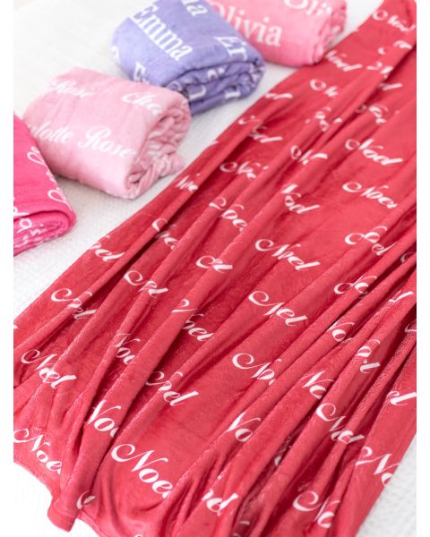 Red Throw Personalized Name Plush Minky Blanket 