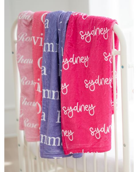 Hot Pink Baby Personalized Name Plush Minky Blanket 