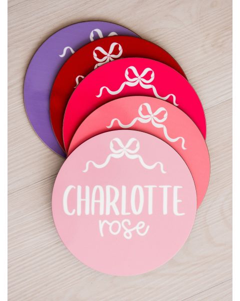 Pink Bow Personalized Baby Name Sign 