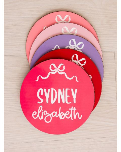 Hot Pink Bow Personalized Baby Name Sign 