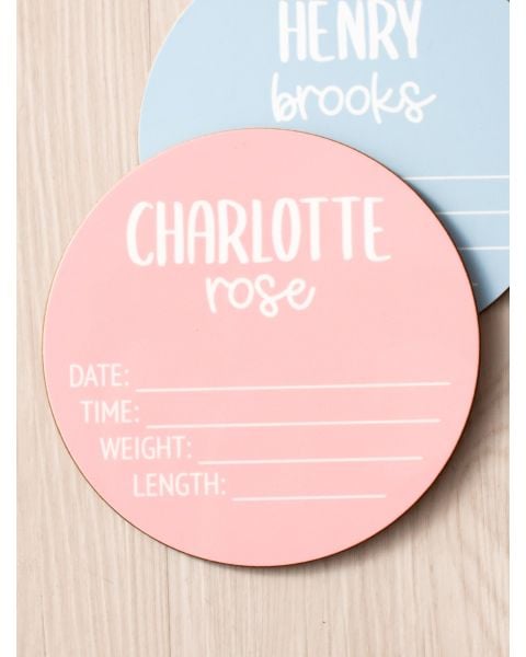 Pink Birth Stats Personalized Baby Name Sign 