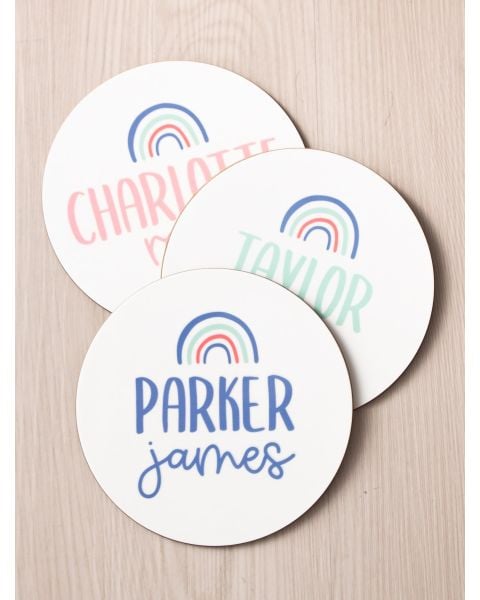 Periwinkle Blue Rainbow Personalized Baby Name Sign 