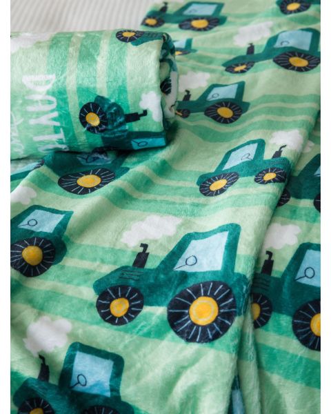 Tractor Time Printed Plush Minky Blanket