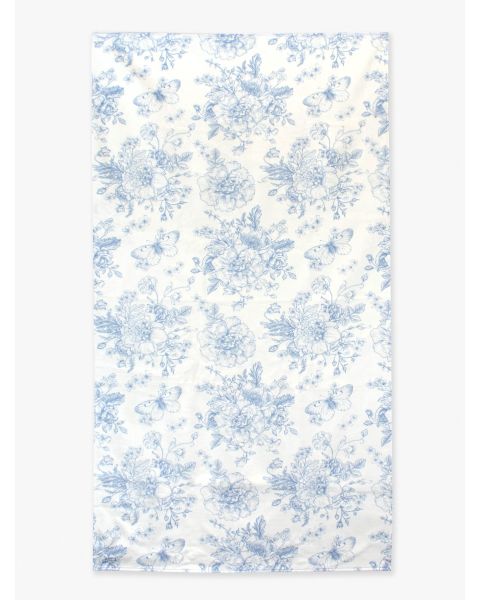 Periwinkle Blue Butterfly Garden Toile Printed Beach Towel - 30&quot; x 60&quot;