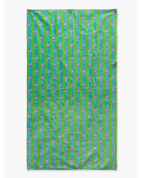 Neon Flamingo Stripe Printed Beach Towel 