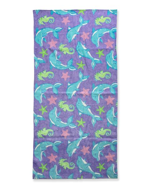 Neon Fin Friends Printed Beach Towel