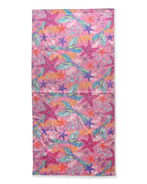 Neon Shimmer Mermaid Printed Beach Towel