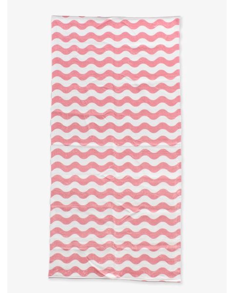 Bubblegum Pink Wavy Stripe Printed Beach Towel