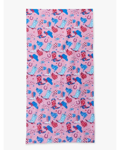 Pink Stars & Spurs Printed Beach Towel