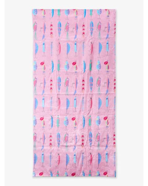 Pink Gone Fishin Printed Beach Towel