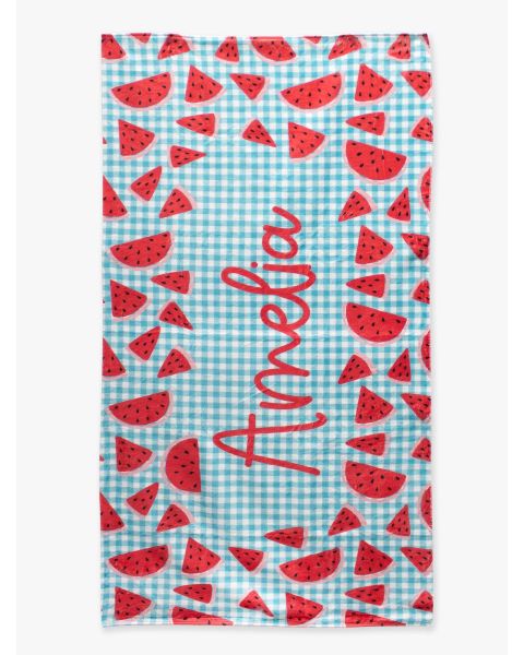 Watermelon Gingham Personalized Beach Towel - 30&quot; x 60&quot;