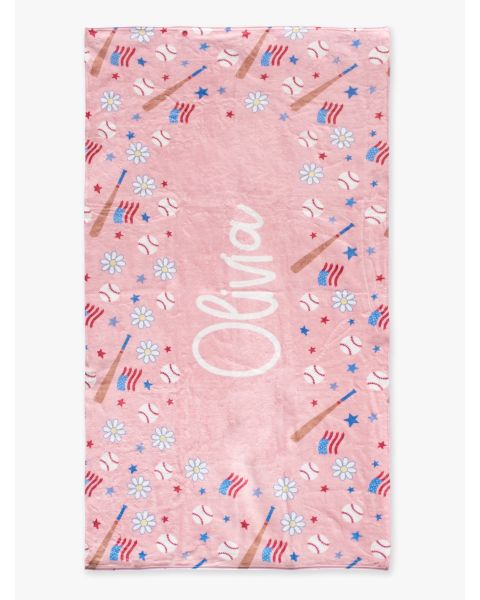 Pink Play Ball Personalized Beach Towel - 30&quot; x 60&quot;