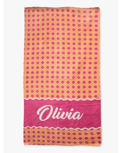 Neon Sherbet Cane Personalized Beach Towel