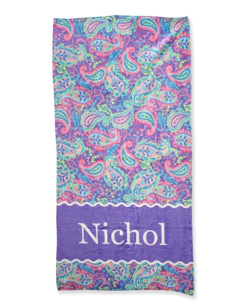 Neon Paisley Pop Personalized Beach Towel