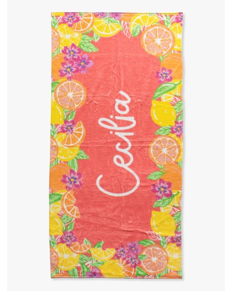 Neon Squeeze the Day Personalized Beach Towel