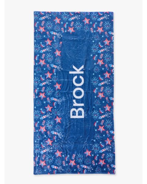 Red White Boom Personalized Beach Towel