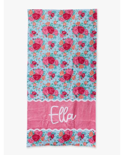 Rosy Meadow Personalized Beach Towel