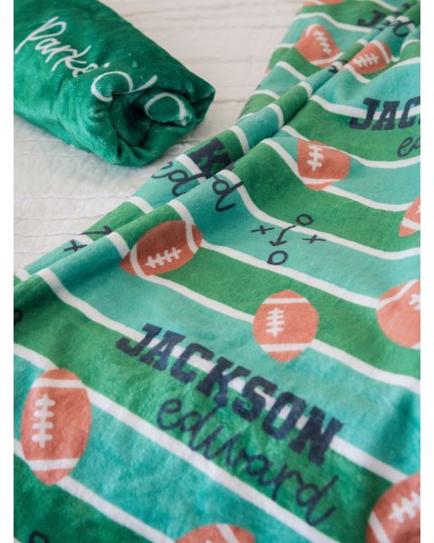Tackles &amp; Touchdowns Printed Personalized Plush Minky Blanket - 30&quot; x 40&quot;