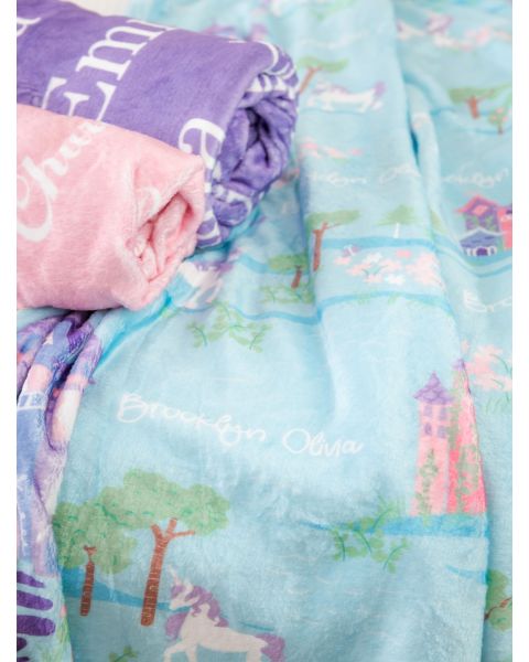 Once Upon a Castle Printed Personalized Plush Minky Blanket