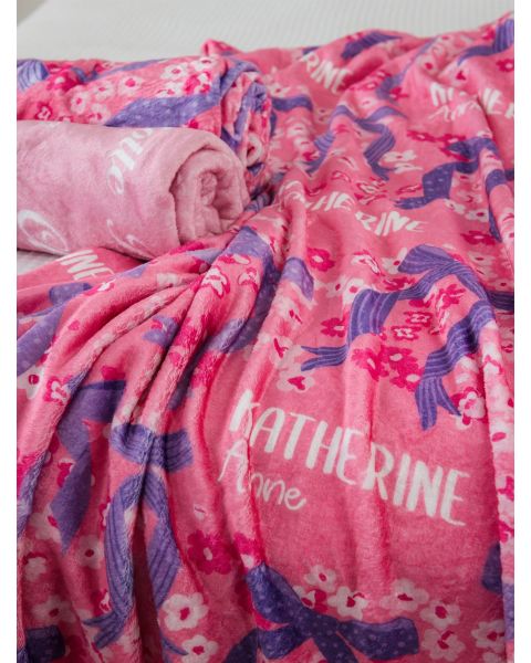 Bow Besties Printed Personalized Plush Minky Blanket