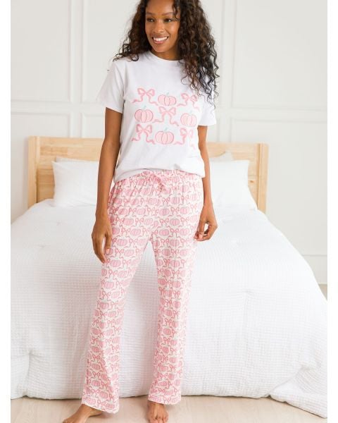 Pink Fairytale Pumpkins Adult Pajama Pants