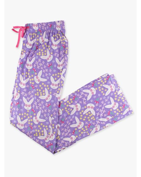 Purple Sunny Bunnies Adult Pajama Pants, Bamboo Viscose
