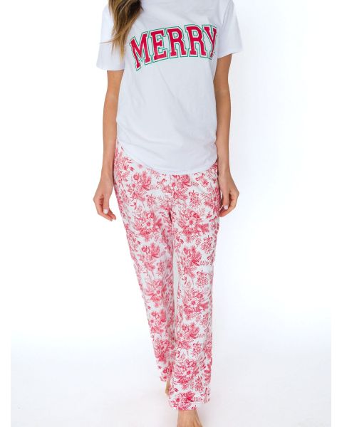 Red Jingle Toile the Way Adult Pajama Pants, Modal Blend