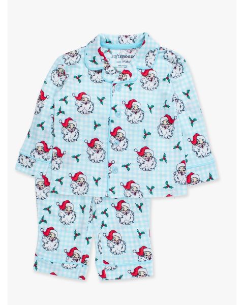 Blue Dear Santa Button Up Pajama Set