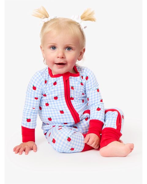 Apple Orchard Gingham Convertible One Piece Pajama, Bamboo Viscose
