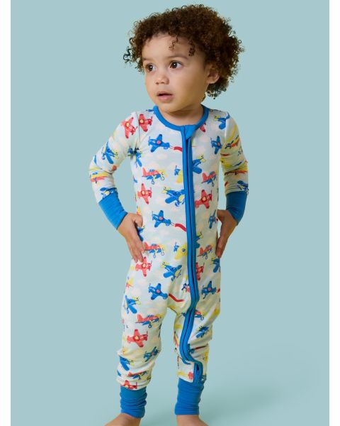 Plane Parade Convertible One Piece Pajama, Bamboo Viscose