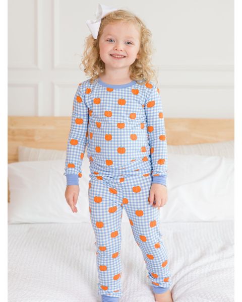 Pumpkin Patch Gingham Long Sleeve Pajama Set