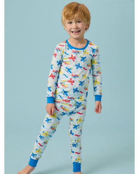 Plane Parade Long Sleeve Pajama Set, Bamboo Viscose