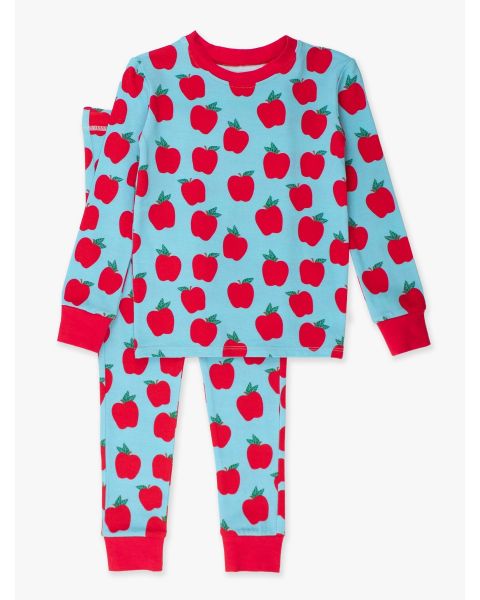 Blue Apple of My Eye Long Sleeve Pajama Set, Modal Blend