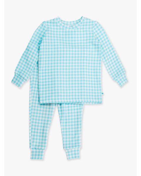 Blue Breeze Gingham Long Sleeve Pajama Set, Modal Blend