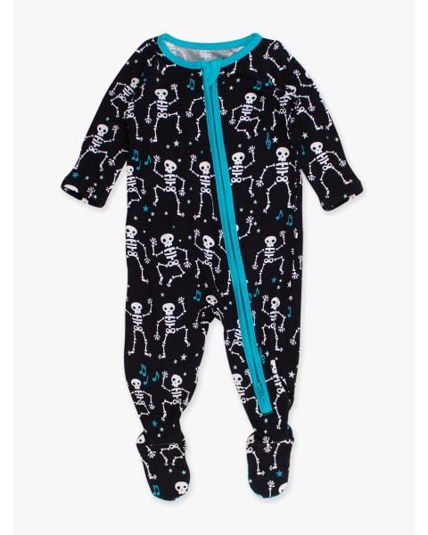 Skeleton Boogie One Piece Footie Pajama, Bamboo Viscose