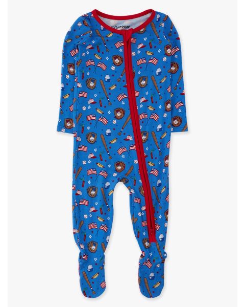 Blue Stars & Strikes One Piece Footie Pajamas