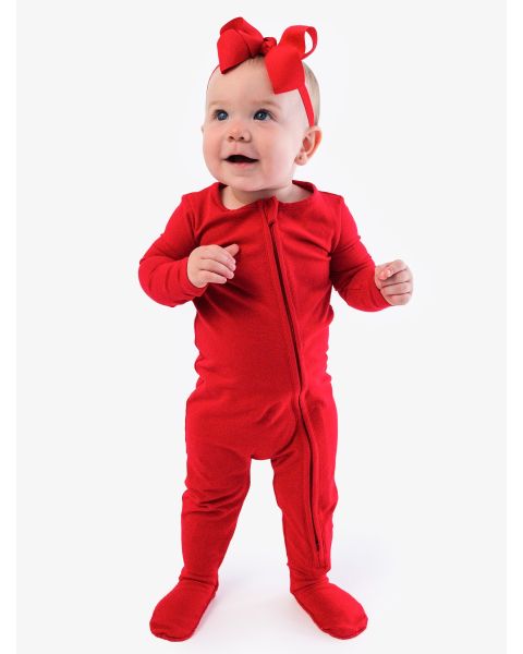 Red One Piece Footie Pajamas, Modal Blend