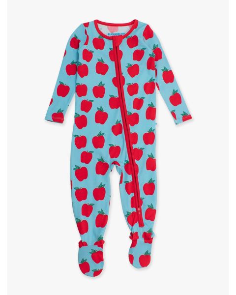 Blue Apple of My Eye One Piece Footie Pajamas, Modal Blend