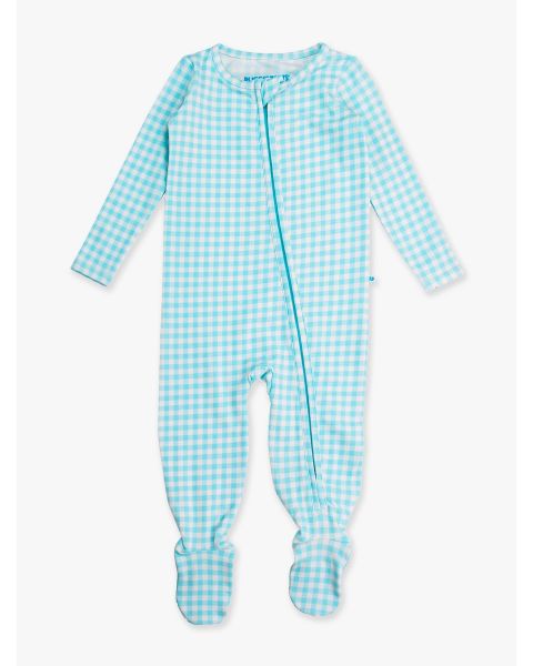 Blue Breeze Gingham One Piece Footie Pajamas, Modal Blend