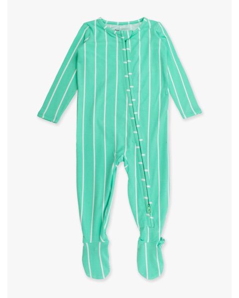 Green Pinstripe One Piece Footie Pajamas, Modal Blend